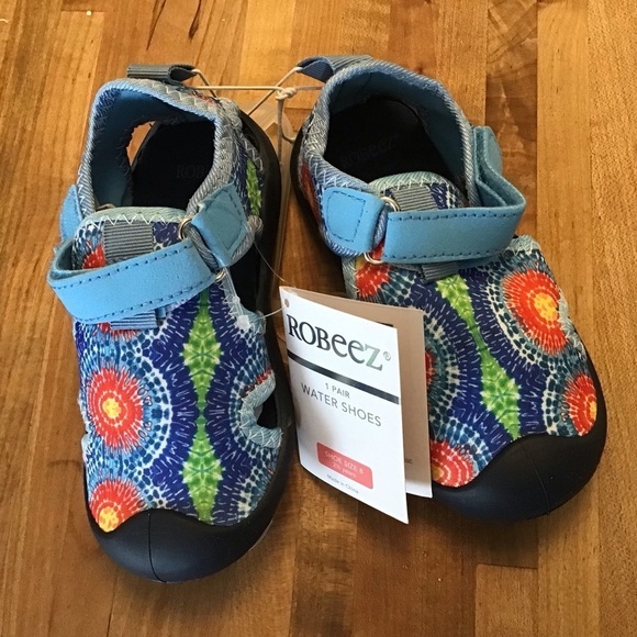 Robeez  Spiral Tie Dye Slip Resistant Neoprene, Water, Pool Play Shoes Toddler 8 - Picture 3 of 7